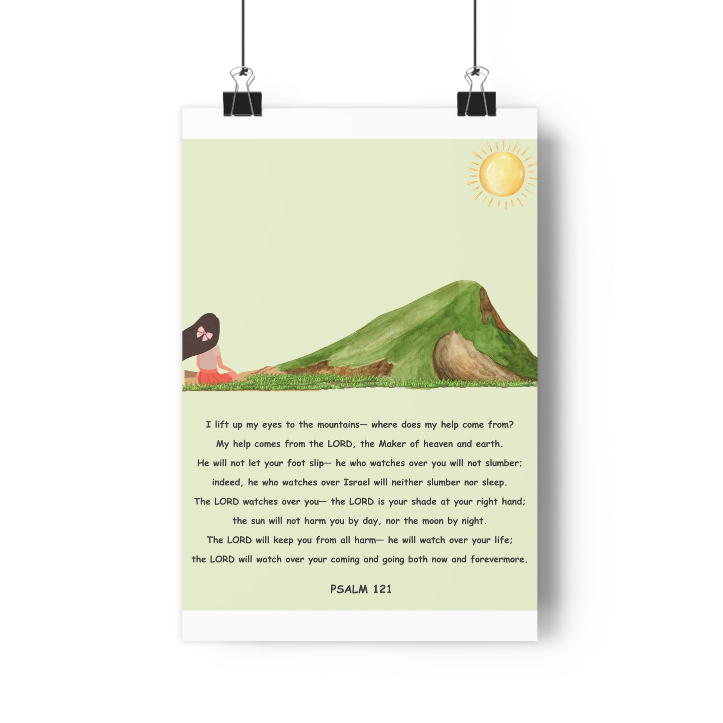 Psalm 121 Kids Christian Poster – Teach Faith & Trust in God (Girls Version)