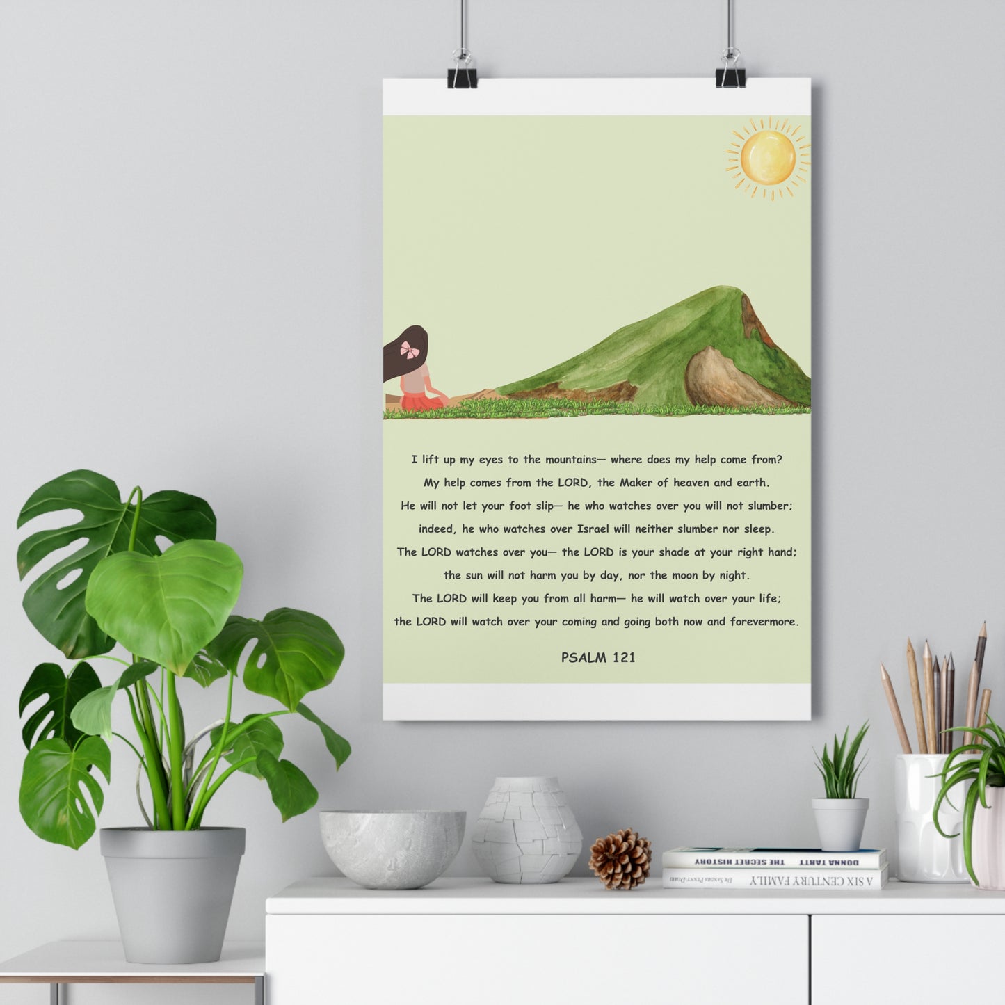 Psalm 121 Kids Christian Poster – Teach Faith & Trust in God (Girls Version)