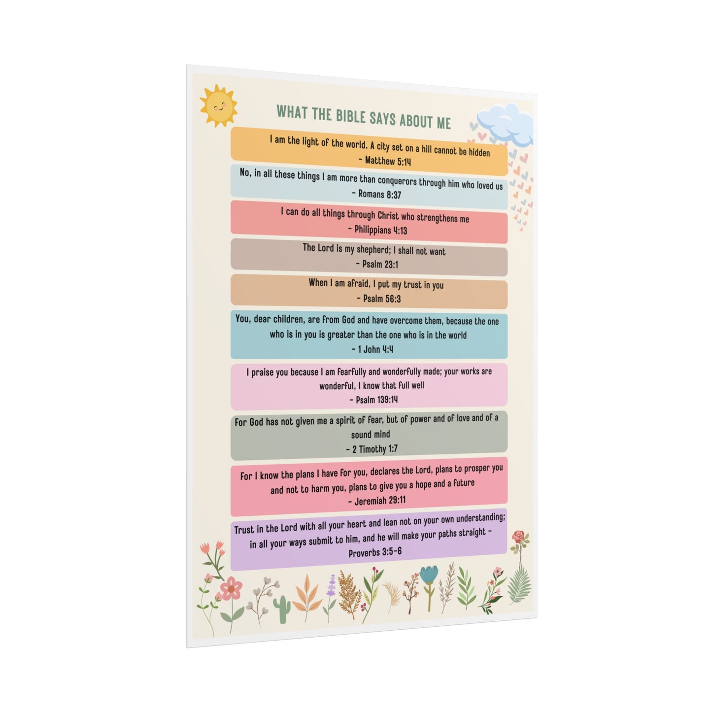 What the Bible Says About Me — Kids Scripture Affirmations Poster (Printable Wall Art)