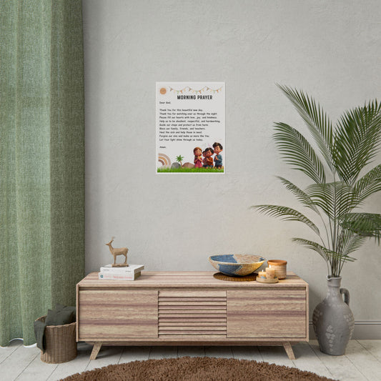 Morning Prayer for Kids — Printable Christian Poster (Gratitude • Kindness • Confidence)