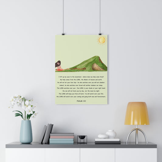 Psalm 121 Kids Christian Poster – Teach Faith & Trust in God (Girls Version)
