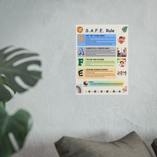 S.A.F.E. Rule™ Kids Body Safety Poster (Boys Version) — Teach Consent & Boundaries (Printable for Schools, Churches & Homes)
