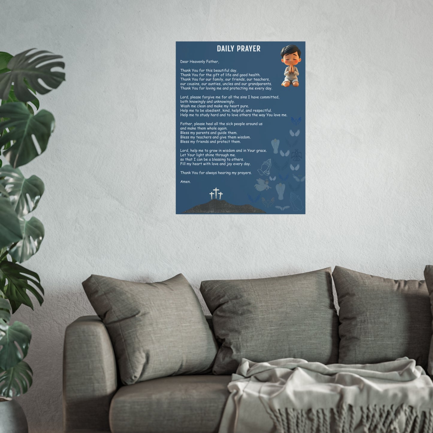 Daily Prayer for Boys — Printable Christian Bedtime & Morning Prayer Poster