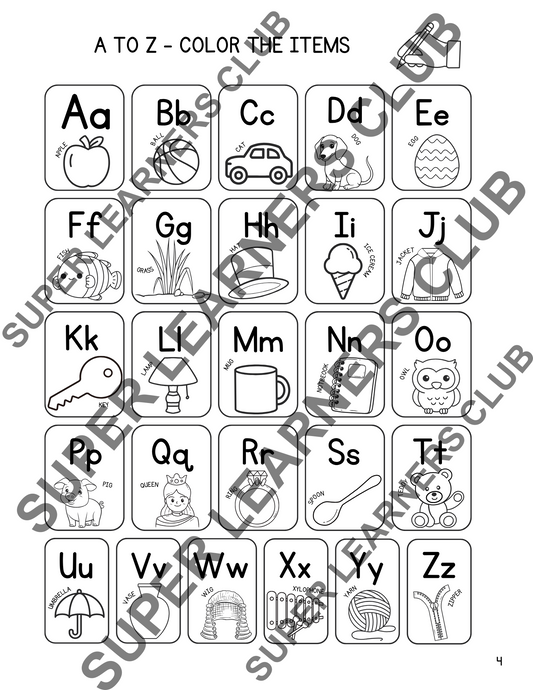 ABC Learning Workbook| Uppercase + Lowercase Letters