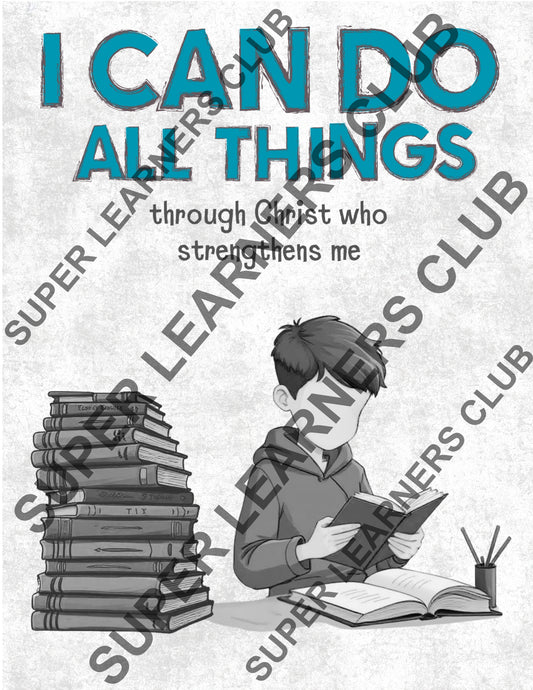 I Can Do All Things — Girls’ Christian Study Poster (Philippians 4:13) | Printable Wall Art for Boys