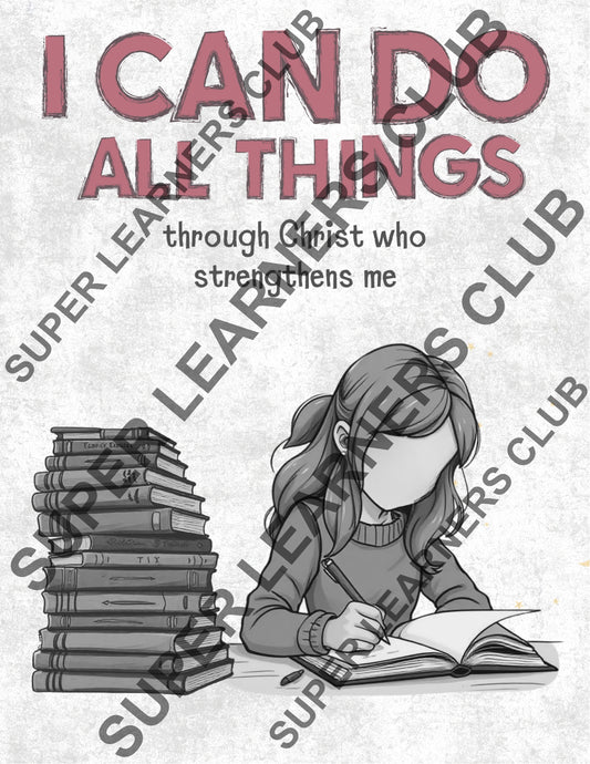 I Can Do All Things — Girls’ Christian Study Poster | Printable Wall Art for Girls