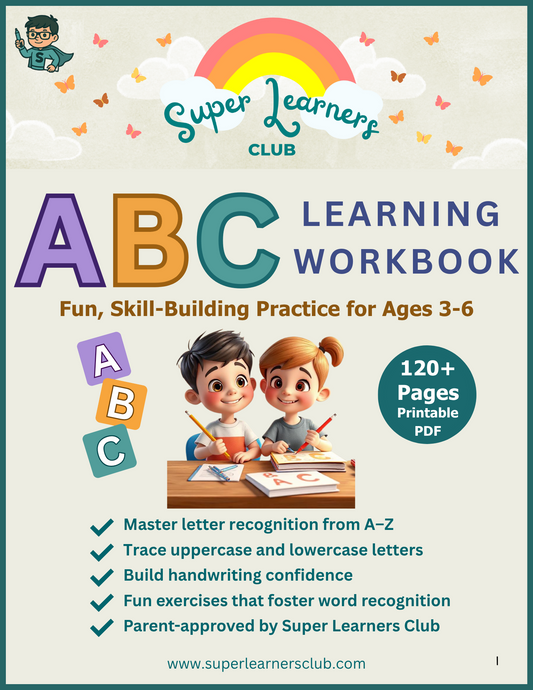 ABC Learning Workbook| Uppercase + Lowercase Letters